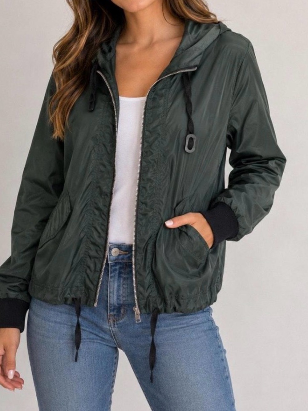 BB Dakota Steve Madden Green Hooded Lightweight Jacket SZ M